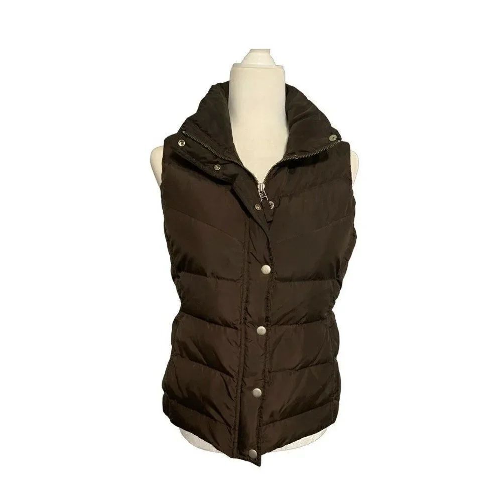 j crew womens solid brown puffer vest jacket Small Medium